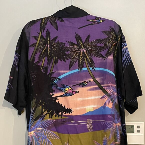 Tulliano Camp Shirt Tropical Woven Button Up Parrot Mens Large New - Picture 5 of 12